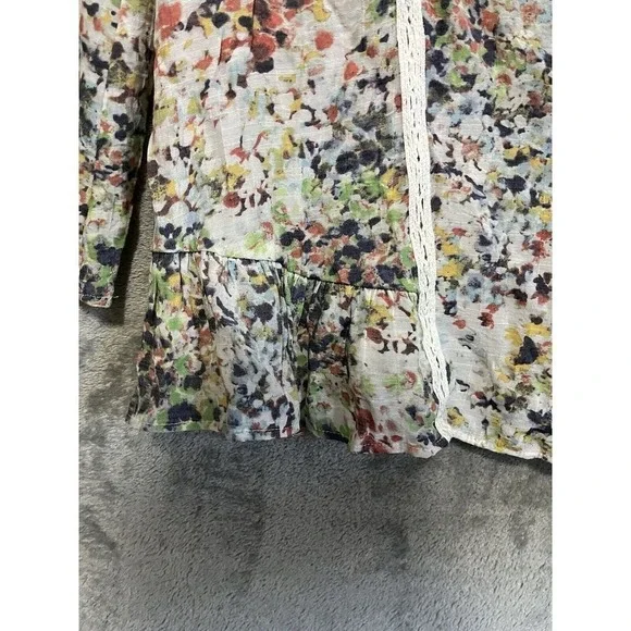 3/$20 Hope &Harlow Floral Lightweight Blouse Size SMALL 3/4 Sleeve Boho Feminine - Picture 4 of 7